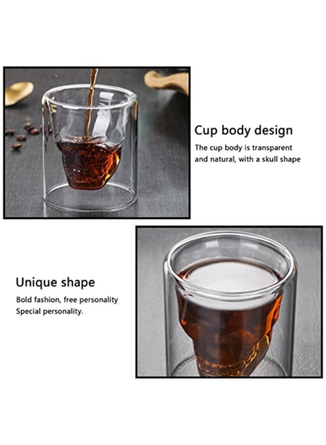 4 أكواب نبيذ زجاجية على شكل جمجمة - 75 مل، أكواب ثلاثية الأبعاد بتصميم رعب، مثالية لتزيين البار المنزلي أو كهدية. - Image 4