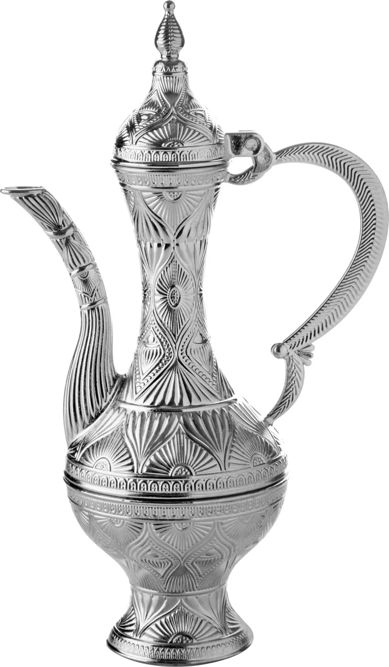 İhvan Silver Color Decorative Full Zamzam Set 9 Piece Rose Pot Jug and Cup Serving Set