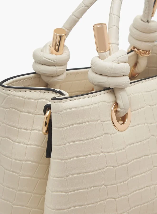 بابريكا Women's Textured Tote Bag with Double Knot Handle and Button Closure