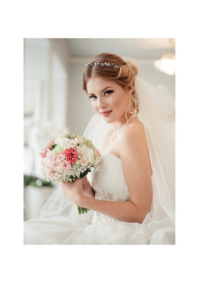 Didder - Idder Bridal Headpiece For Wedding Silver Bridal Headband Rhinestone Wedding Headpiece For Bridal Crystal Wedding Headband Hair Accessories For Brides Women Wedding Jewelry For Bride Bridesmaids - Image 1