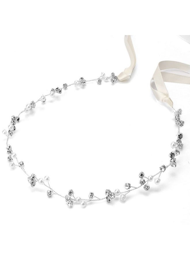 Didder - Idder Bridal Headpiece For Wedding Silver Bridal Headband Rhinestone Wedding Headpiece For Bridal Crystal Wedding Headband Hair Accessories For Brides Women Wedding Jewelry For Bride Bridesmaids - Image 1