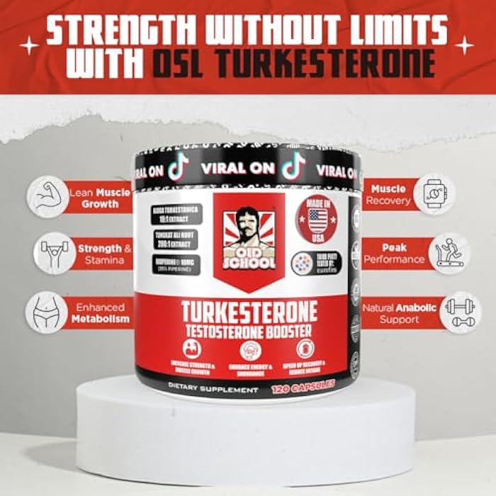Old School Labs Testosterone Supplement for Men – Turkesterone 1500mg Max Potency + Tongkat Ali & BioPerine® – Muscle Growth, Recovery, Drive & Stamina – 120 Caps, 40 Servings - Image 2