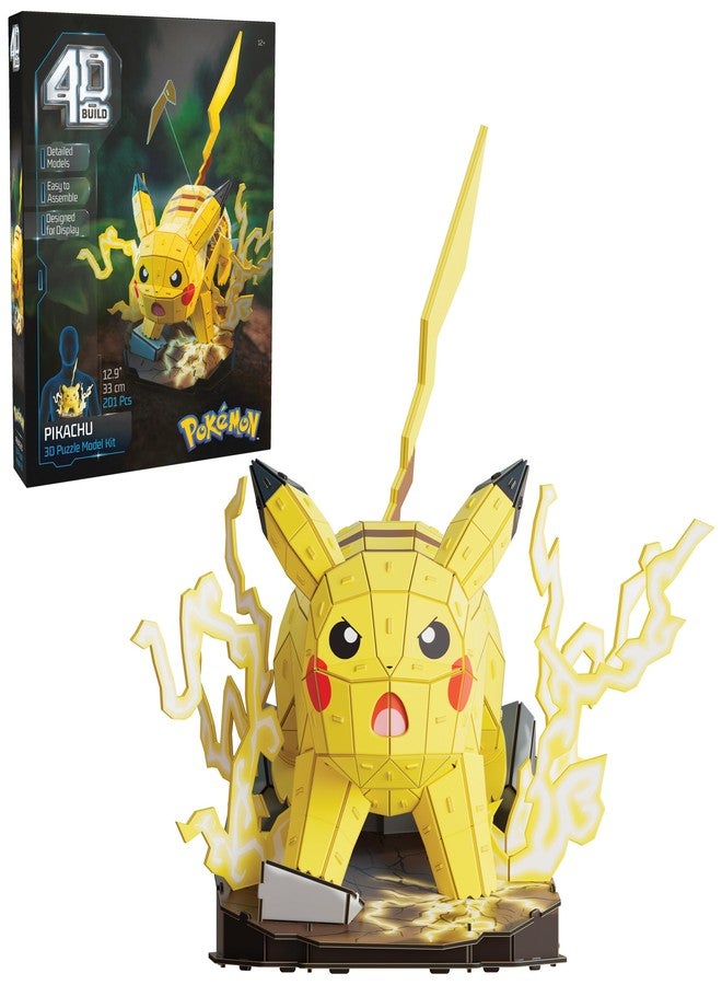 4D Build, Pokémon Pikachu 3D Model Kit, Pokémon Collectibles, Kanto Starter Collection, Desk Décor, Adult Puzzles, Building Toys, 3D Puzzles for Adults & Teens, 201 Pieces, for Ages 12 & Up - Image 1