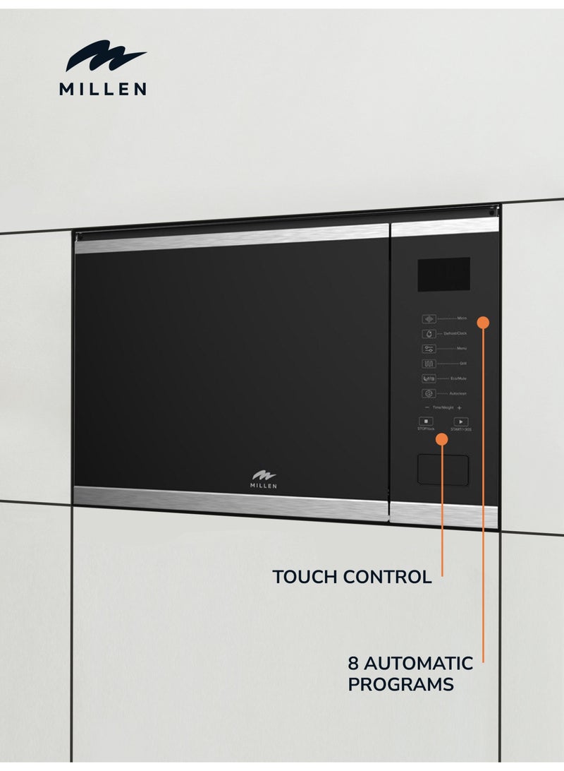 MILLEN Microwave Oven, 3Y Warranty, Touch Control, 900W Microwave Power, 8 Automatic Programs, 25 L 1200 W MBW 255 IX Black with Stainless Steel - Image 3