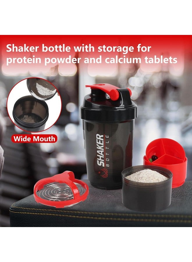 FIT FOCUS Gym Shaker Bottle, Shakers for Protein Shake with 2 Storage Compartment Gym protein shaker for workout (High Density Polyethylene, Pack of 1, Black),500 ml (Red) - Image 5