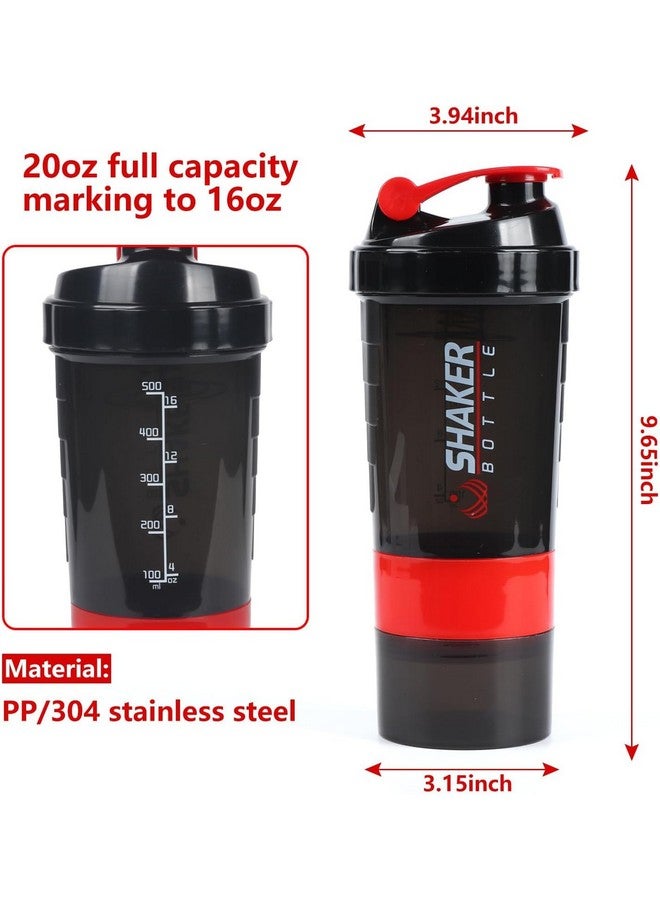FIT FOCUS Gym Shaker Bottle, Shakers for Protein Shake with 2 Storage Compartment Gym protein shaker for workout (High Density Polyethylene, Pack of 1, Black),500 ml (Red) - Image 4