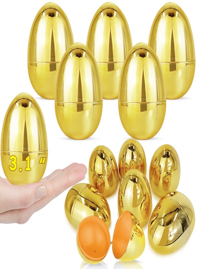 AMENON 50 Pack 3.1" Large Golden Easter Eggs Fillable Plastic Easter Eggs Bulk Empty Easter Basket Stuffers for Easter Treats Filler Eggs Hunt Supplies Classroom Prize Easter Party Favors Kids Toddler - Image 1