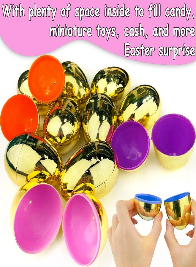 AMENON 50 Pack 3.1" Large Golden Easter Eggs Fillable Plastic Easter Eggs Bulk Empty Easter Basket Stuffers for Easter Treats Filler Eggs Hunt Supplies Classroom Prize Easter Party Favors Kids Toddler - Image 4
