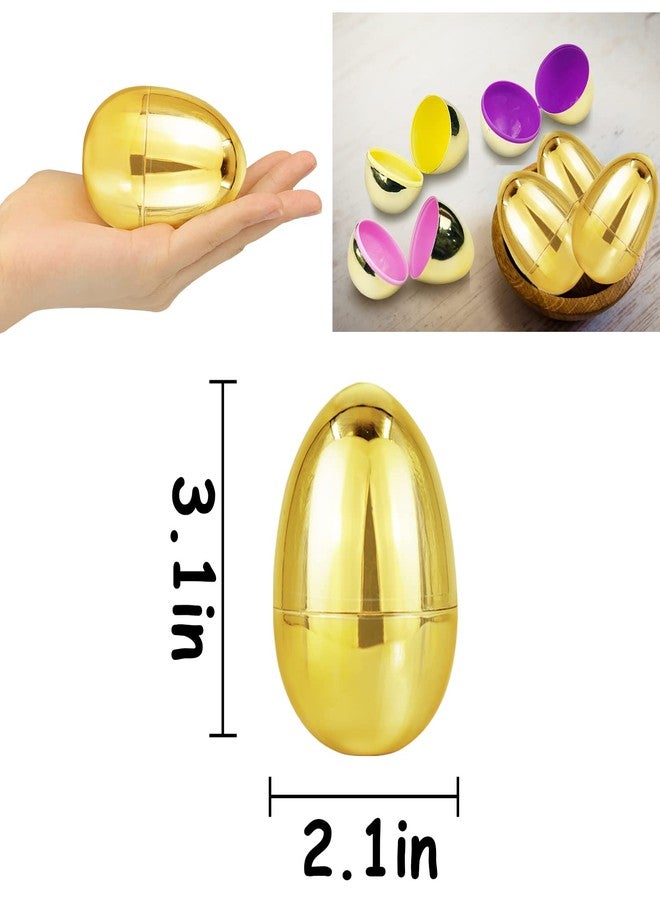 AMENON 50 Pack 3.1" Large Golden Easter Eggs Fillable Plastic Easter Eggs Bulk Empty Easter Basket Stuffers for Easter Treats Filler Eggs Hunt Supplies Classroom Prize Easter Party Favors Kids Toddler - Image 2