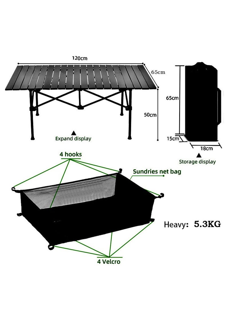 Generic Foldable Table Portable Camping Table Picnic Table Backpacking Table with Storage Waterproof Pocket for Outdoor BBQ Cookout Picnic Beach Camping and Beach (120 x 65 x 50CM) - Image 2