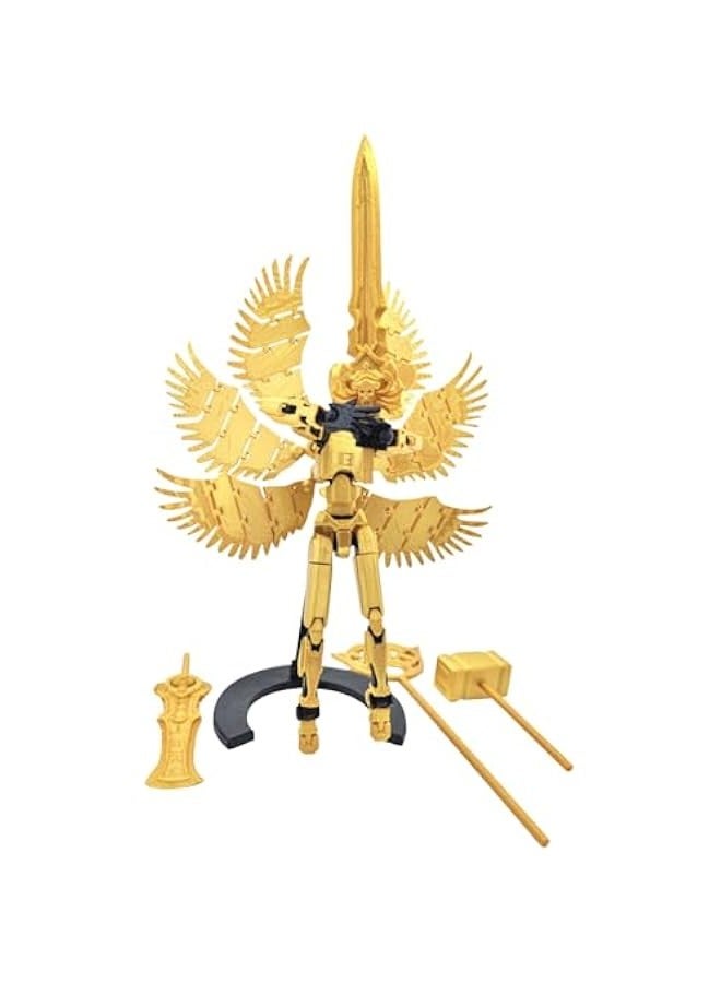 Generic Sixth Generation Gold T13 Action Figure with Stand, Lucky 13 Action Figure,Multi-Joint Movable Robot, PVC Model Full Body Mobile Robot Desktop Decoration - Image 2