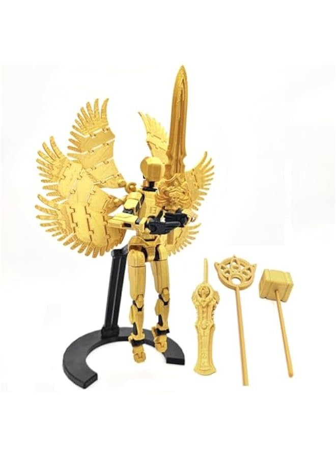 Generic Sixth Generation Gold T13 Action Figure with Stand, Lucky 13 Action Figure,Multi-Joint Movable Robot, PVC Model Full Body Mobile Robot Desktop Decoration - Image 3