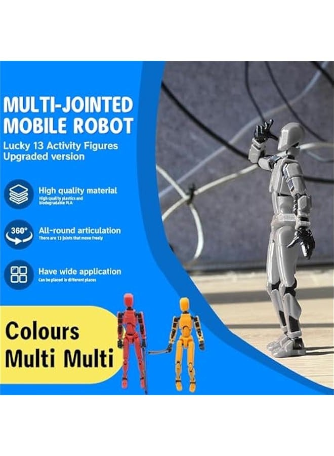 Generic Sixth Generation Gold T13 Action Figure with Stand, Lucky 13 Action Figure,Multi-Joint Movable Robot, PVC Model Full Body Mobile Robot Desktop Decoration - Image 5