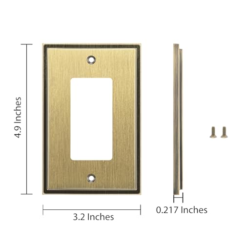 Henne Bery Soft Modern Decorative Wall Plate Switch Plate Outlet Cover (Single Decorator 2PK, Antique Brass) - Image 3