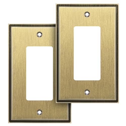 Henne Bery Soft Modern Decorative Wall Plate Switch Plate Outlet Cover (Single Decorator 2PK, Antique Brass) - Image 1