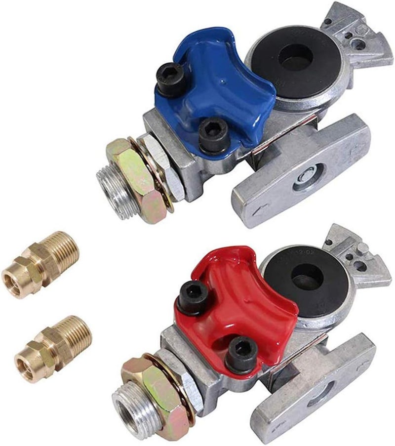 KOOTANS 1 Pair Service Emergency Gladhands with Valve Switch - Die Cast Aluminum Brake Coupling Connector Kit for Trucks and RVs - Image 1