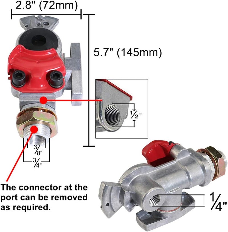 KOOTANS 1 Pair Service Emergency Gladhands with Valve Switch - Die Cast Aluminum Brake Coupling Connector Kit for Trucks and RVs - Image 2