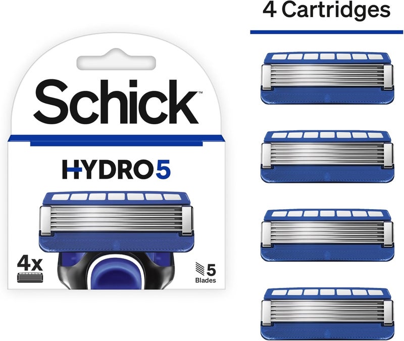 schick شفرات شيفك هايدرو 5 - إعادة تعبئة 4 شفرات مع خزان جل مرطب وحراس للبشرة - Image 2