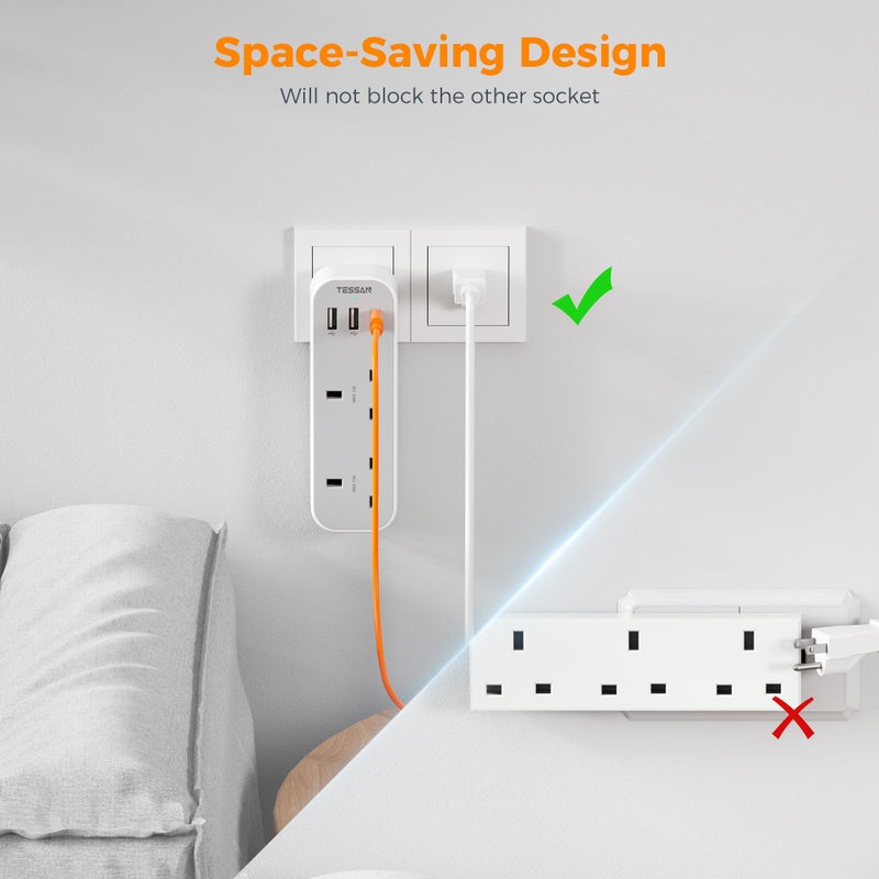 تيسان TESSAN UK to US Plug Adaptor, USA Travel Adapter with USB C - Image 5