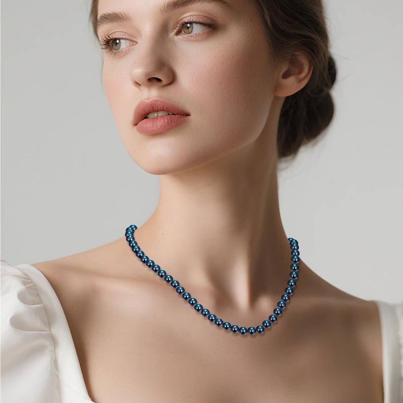 LOIPURI Black Pearl Necklace and Stud Earring Set Include Bracelet, Pearl Set Jewelry for Women with Preserved Rose Box Valentine's Day Gift - Image 5