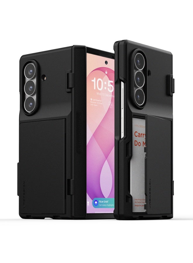 Modern Go Samsung Galaxy Z Fold 8 Ultra Case Cover Wallet with 2 Card Holder Compartment - Black