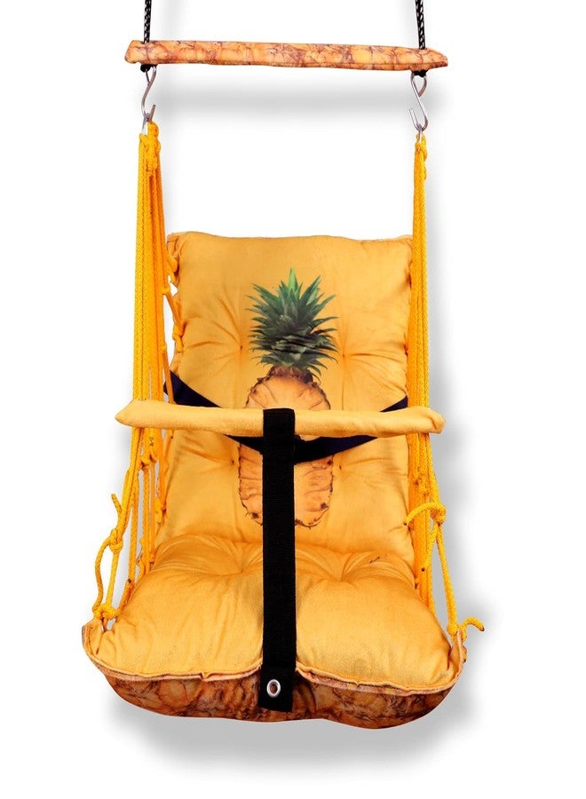 ELLEZZA Cotton Baby Swing for Kids Children Folding and Washable, Child Gift Soft Jhula with Safety Belt Easy to Carry Safety Lock Cradle Chair, Swing for Kids, Home Garden, oonjel (Pineapple) - Image 1