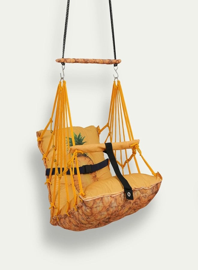 ELLEZZA Cotton Baby Swing for Kids Children Folding and Washable, Child Gift Soft Jhula with Safety Belt Easy to Carry Safety Lock Cradle Chair, Swing for Kids, Home Garden, oonjel (Pineapple) - Image 4