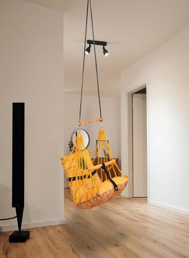 ELLEZZA Cotton Baby Swing for Kids Children Folding and Washable, Child Gift Soft Jhula with Safety Belt Easy to Carry Safety Lock Cradle Chair, Swing for Kids, Home Garden, oonjel (Pineapple) - Image 2