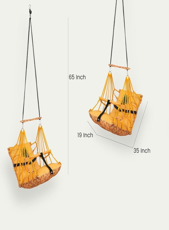ELLEZZA Cotton Baby Swing for Kids Children Folding and Washable, Child Gift Soft Jhula with Safety Belt Easy to Carry Safety Lock Cradle Chair, Swing for Kids, Home Garden, oonjel (Pineapple) - Image 3