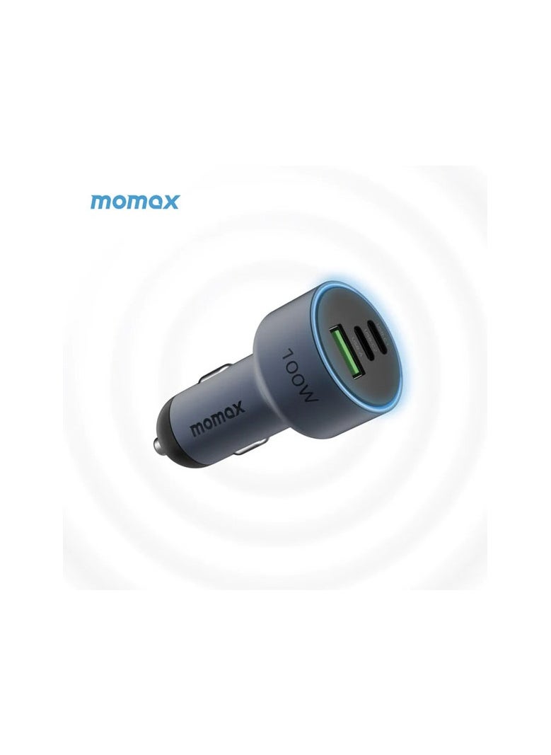 Momax - MOMAX UC17E MoVe 100W 3-Port Car Charger – High-Speed USB-C & USB-A Fast Charging Adapter for Laptops, Tablets & Smartphones (Grey) - Image 1