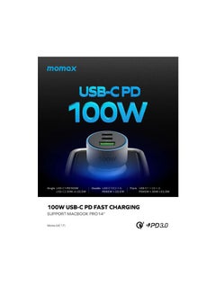 شاحن سيارة MOMAX UC17E MoVe 100W بثلاثة منافذ - محول شحن سريع عالي السرعة USB-C وUSB-A لأجهزة الكمبيوتر المحمولة والأجهزة اللوحية والهواتف الذكية (رمادي) - pzsku/ZB7FF85B0A99BD48FBF8BZ/45/1741261288/fa214c9f-273d-4f75-853f-32a818bbf09d