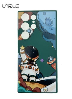 For Galaxy S23 Ultra Case, S23 Ultra Case Cute Cartoon Astronaut Pattern Design, Shockproof Anti Fall Protective Case Soft Protective Phone Cases for Samsung Galaxy S23 Ultra Case-Dark Green