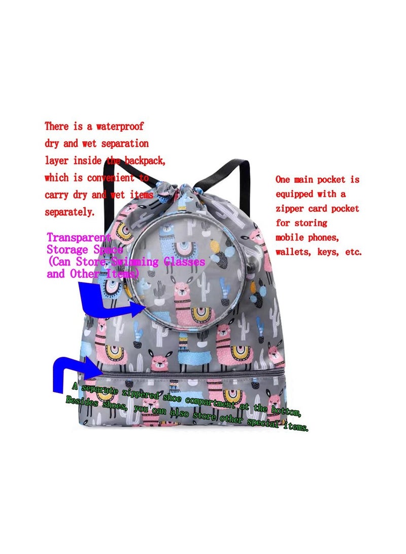 Generic 1-Piece Dry Wet Separation Fitness Bag,Waterproof Beach Swimming Bag Storage Backpack,Sports Equipment Swimming Bag,School Dry and Wet Separated Backpack with Storage Layer for Special Items and Glass  - Image 2