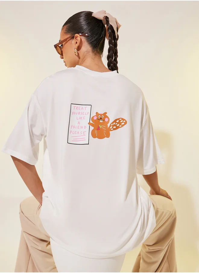 ستايلي Graphic Print Round Neck T-Shirt
