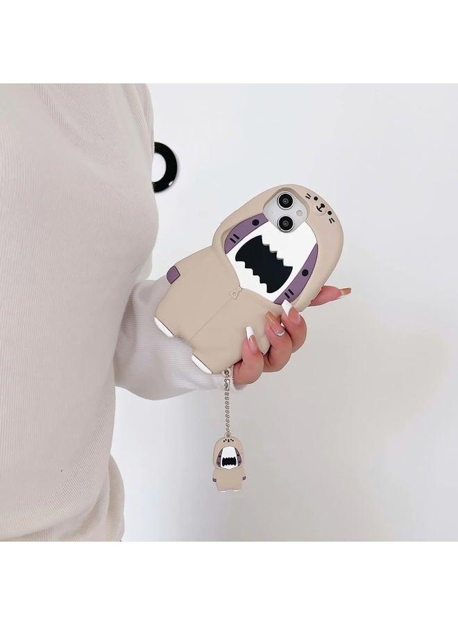 QoKcoahn Case Compatible with iPhone 17 Pro Max,Cute 3D Kawaii Funny Sweater Shark Cartoon Cover with Keychain Soft Silicone Gel Drop Protector Women Girls - Image 4