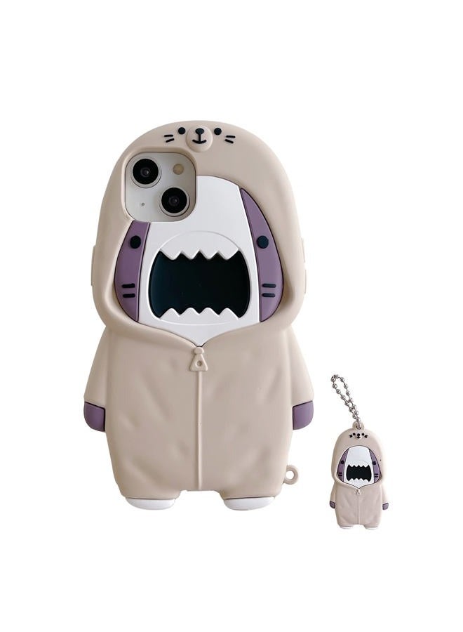 QoKcoahn Case Compatible with iPhone 17 Pro Max,Cute 3D Kawaii Funny Sweater Shark Cartoon Cover with Keychain Soft Silicone Gel Drop Protector Women Girls - Image 1