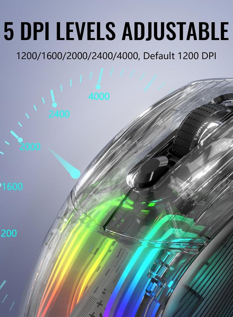 Attack Shark X2 Pro Wireless Gaming Mouse with Charging Dock, Silent Bluetooth Mouse (Tri-Mode BT5.0/2.4G/Wired), RGB Ergonomic Mouse 4000DPI, Transparent Case, PC/Mac/Tablet, Black - Image 2