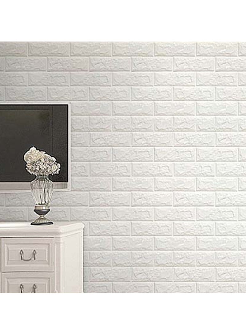 LINGWEI 10 Piece 3D Foam Bricks Wallpaper Set Faux Foam Self-Adhesive Wall Sticker White 70x77cm - Image 4