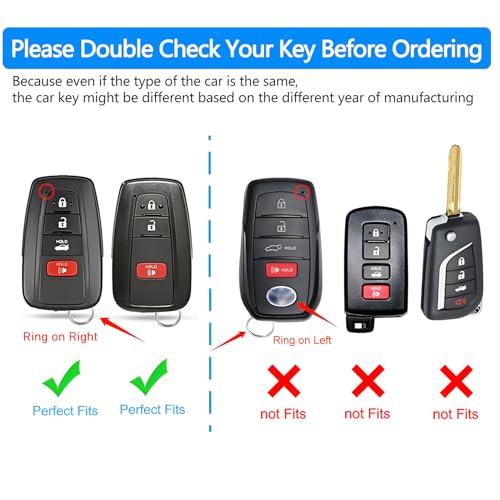 Tukellen for Toyota Key Fob Cover Genuine Leather With Keychain,Leather Key Case Protector Compatible with 2020-2022 Highlander Corolla Prius 2018-2024 RAV4 Camry Avalon C-HR GT86 -black (red line) - Image 2