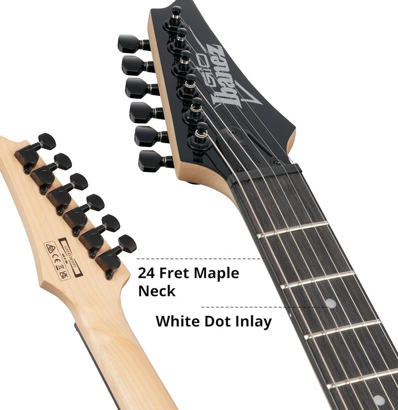 ايبانيز غيتار كهربائي من نوع إيبانيز جيو GRG120QASP-BKG - تدرج أسود مع سطح من خشب القيقب المبطن - Image 5