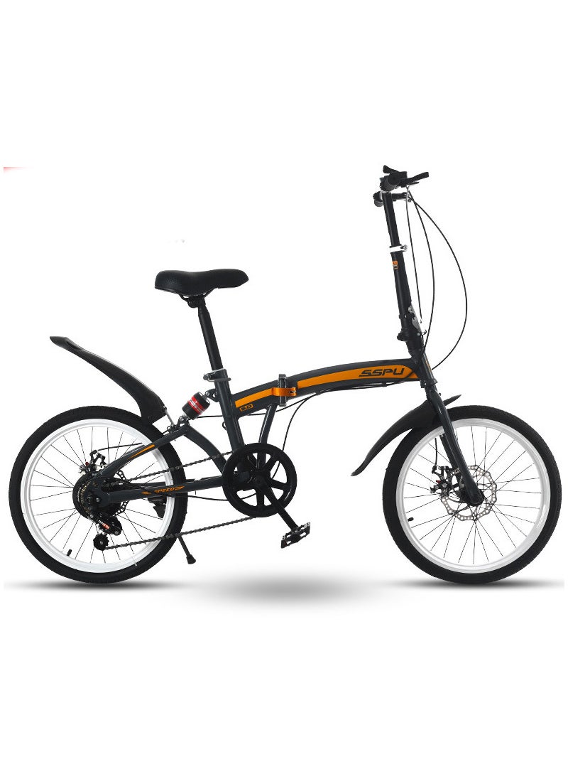 Sharpdo - 20in Folding Bike, 7 Speed Foldable City Bike, Carbon Steel Bicycle for Adults, Foldable Bicycle with Adjustable Seats & Disc Brake for Traveling & Exercising - Image 1