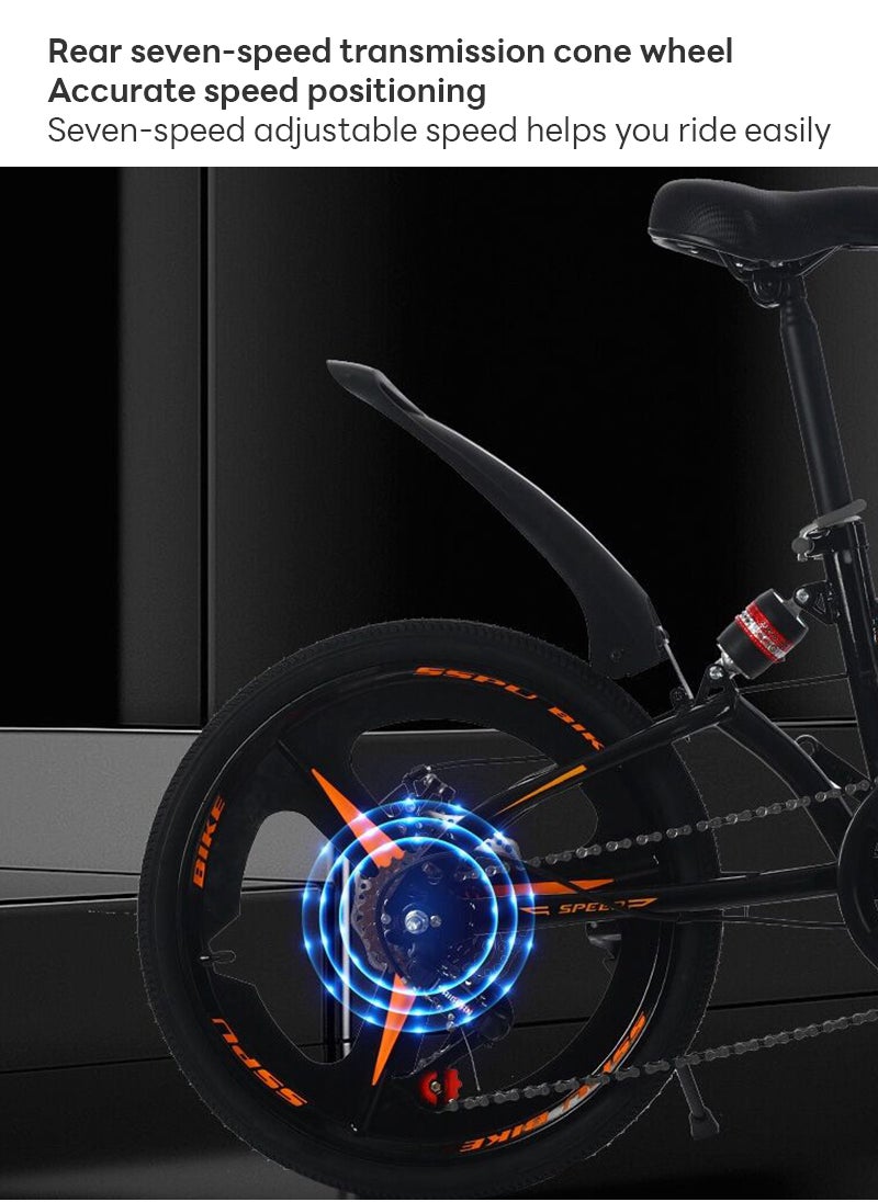 Sharpdo - 20in Folding Bike, 7 Speed Foldable City Bike, Carbon Steel Bicycle for Adults, Foldable Bicycle with Adjustable Seats & Disc Brake for Traveling & Exercising - Image 1
