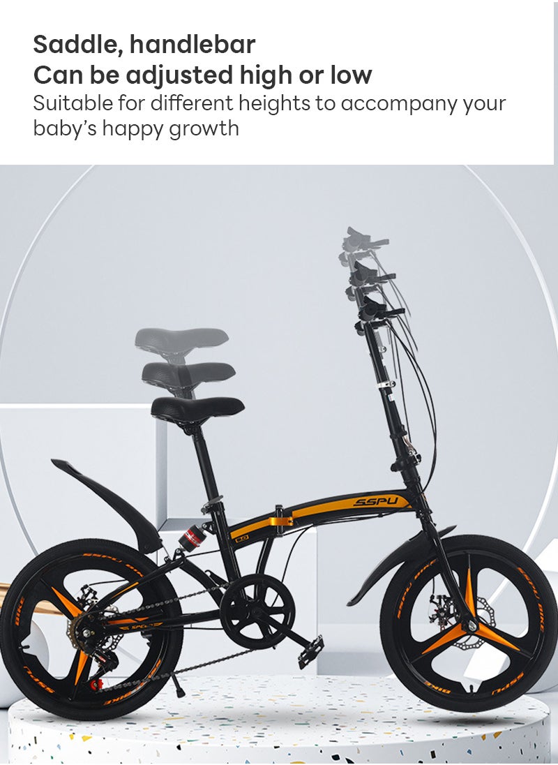Sharpdo - 20in Folding Bike, 7 Speed Foldable City Bike, Carbon Steel Bicycle for Adults, Foldable Bicycle with Adjustable Seats & Disc Brake for Traveling & Exercising - Image 1