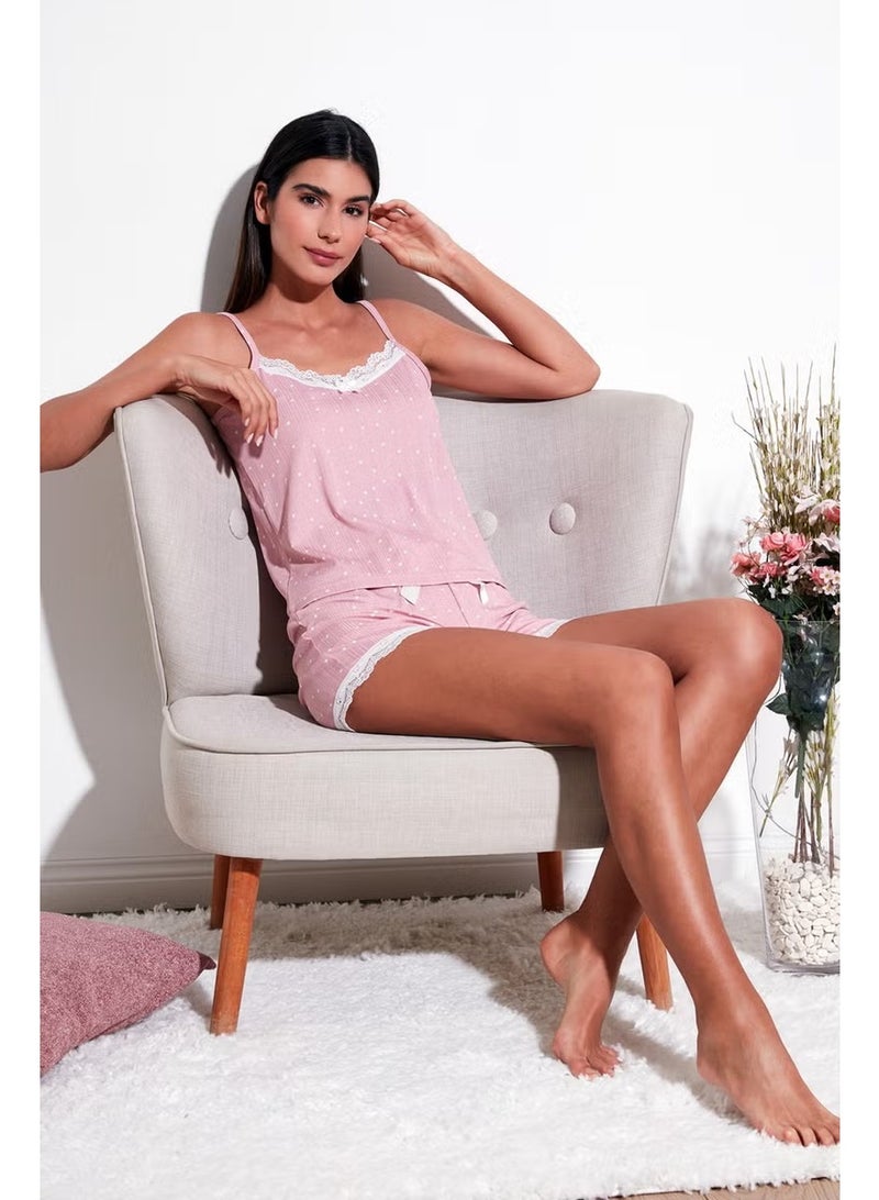 Lela Regular Fit Rope Strap Mini Pajama Set with Shorts Women's Pajama Set 65780117 - Image 1