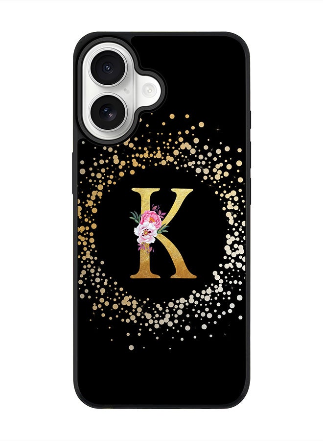 Stylizedd iPhone 17 Case, [Compatible with MagSafe] Slim Magnetic cover Phone Case iPhone 17 -Custom Monogram Floral - K ( Black ) - Image 1