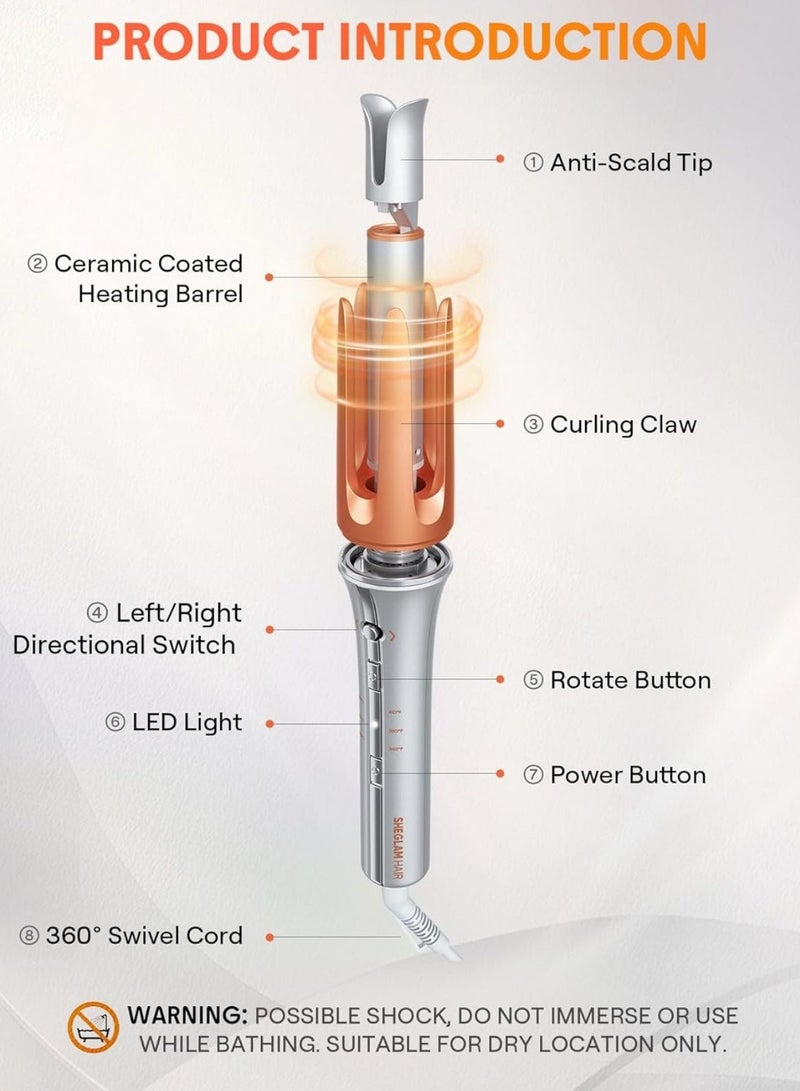 Automatic Curling Iron 1 ¼ inch with 3 Temperatures Fast Heating, 2-Way Rotation, Automatic Shut-Off, Anti-Scald, Anti-Tangle Rotating for Hair Styling Siz: 32 mm - Image 2