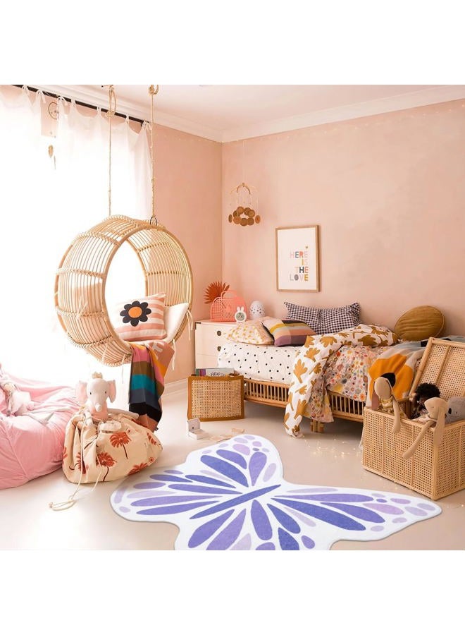 Topotdor Cute Butterfly Kids Rugs for Girls Bedroom, Toddler Nursery Rug Soft Washable Kids Area Rug for Butterfly Living Room Playroom Decor, Purple 35 x 43 inch - Image 4