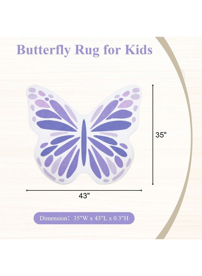 Topotdor Cute Butterfly Kids Rugs for Girls Bedroom, Toddler Nursery Rug Soft Washable Kids Area Rug for Butterfly Living Room Playroom Decor, Purple 35 x 43 inch - Image 5