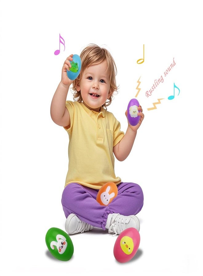OCBTOW 6 Pack Easter Wooden Shake Eggs Percussion Musical Easter Eggs Shakers for Toddlers Kids Girls Boys Easter Basket Stuffers Fillers Gifts - Image 4