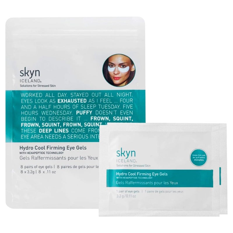 skyn ICELAND Hydro Cool Firming Under Eye Patches with Peptides and Coenzyme Q10 Instant Cooling Relief for Tired Puffy Eyes 8 Pairs - Image 1